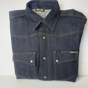 Men's Denim Button-Down Shirt - Dark Blue